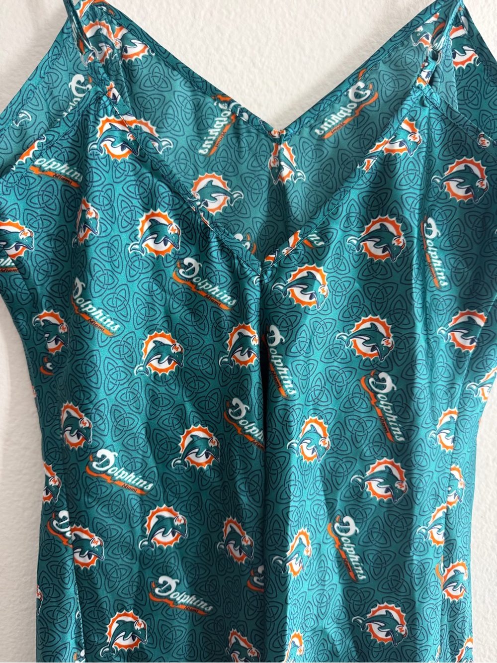 Vintage Miami Dolphins Tank Top Teal Slip Chemise Lingerie Size Small - Picture 3 of 4